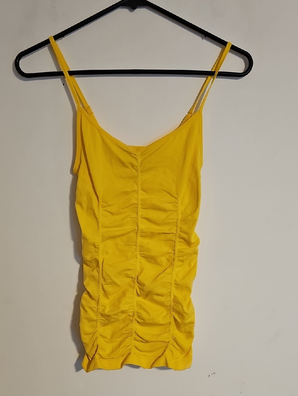 BCBGMaxAzria Bright Yellow Ruched Spaghetti-Strap Camisole